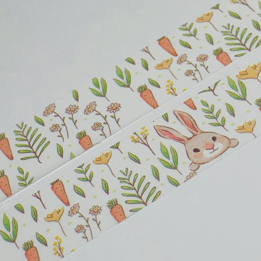 SNEAKY BUNNY In A CARROT GARDEN Easter Washi Tape - 1 Roll - 15mm x 10m (33 Feet)