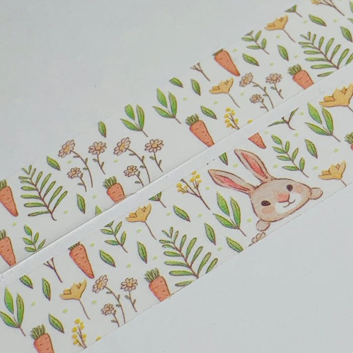 SNEAKY BUNNY In A CARROT GARDEN Easter Washi Tape - 1 Roll - 15mm x 10m (33 Feet)