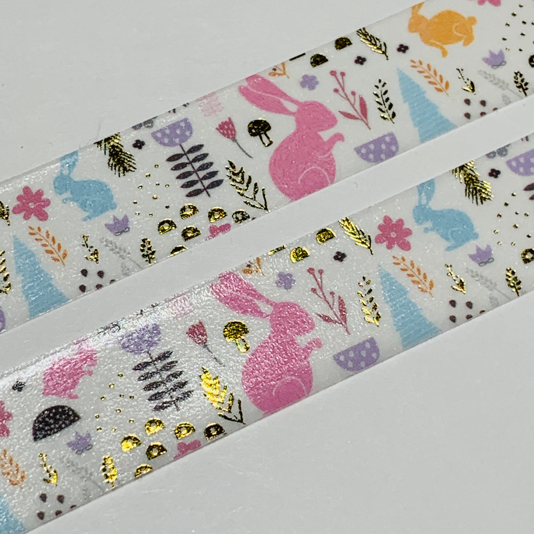 EASTER BUNNY PASTEL Gold Foil Washi Tape ~ 1 Roll ~ 15mm x 10m (33 Feet)