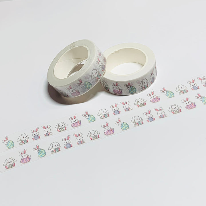 BUNNIES PLAYING With EASTER EGGS Washi Tape - 1 Roll - 15mm x 10m (33 Feet)