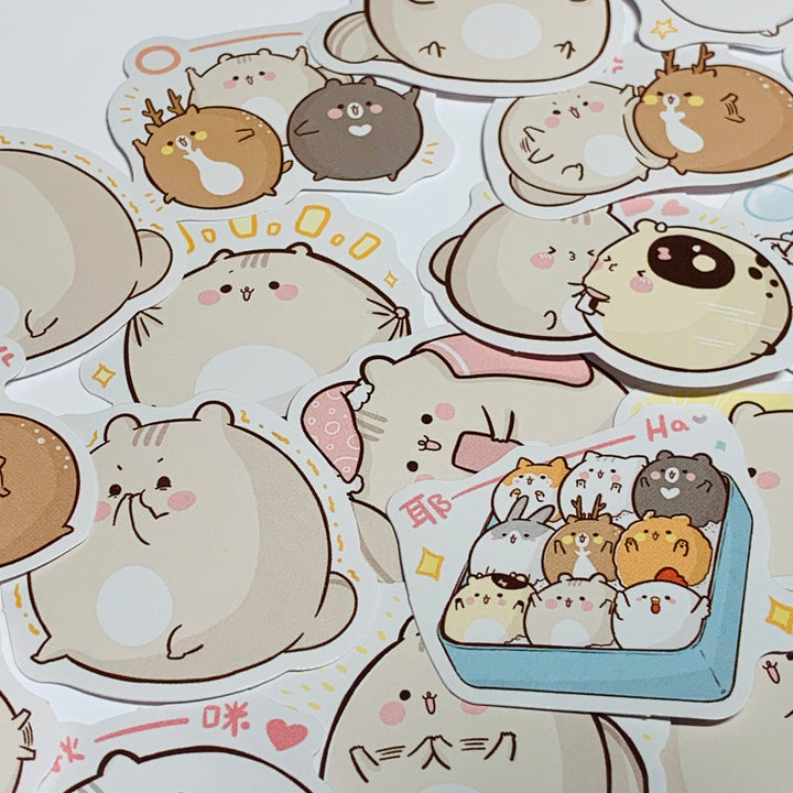 PLUMP MICE STUFFED Like Sardines Peelable Stickers ~ 45 Pieces ~ 40mm Each