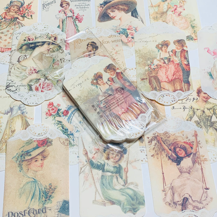 VICTORIAN PORTRAITS & POSTCARDS Paper Lace Ephemera Pack ~ 45 Sheets ~ Size 2.5 x 4.25 Inches