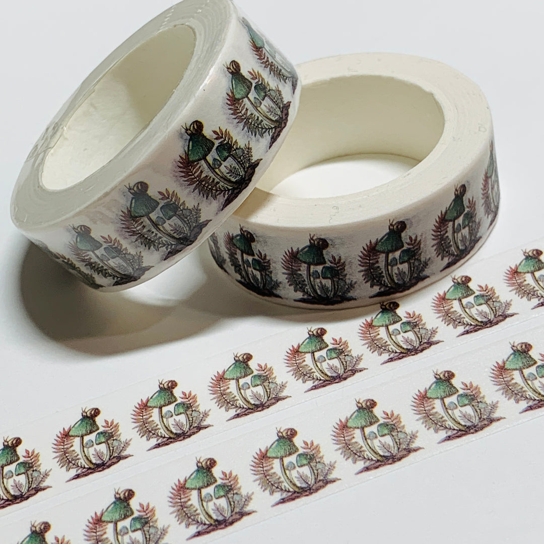 HUGGING MUSHROOMS And SNAILS Washi Tape ~ 1 Roll ~ 15mm x 10m (33 Feet)