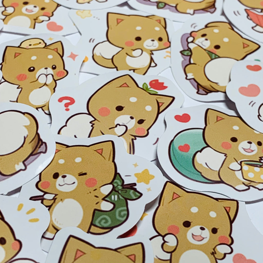 SHIBA INU LOVES YOU Puppy Dog Peelable Stickers ~ 45 Pieces ~ 40mm Each