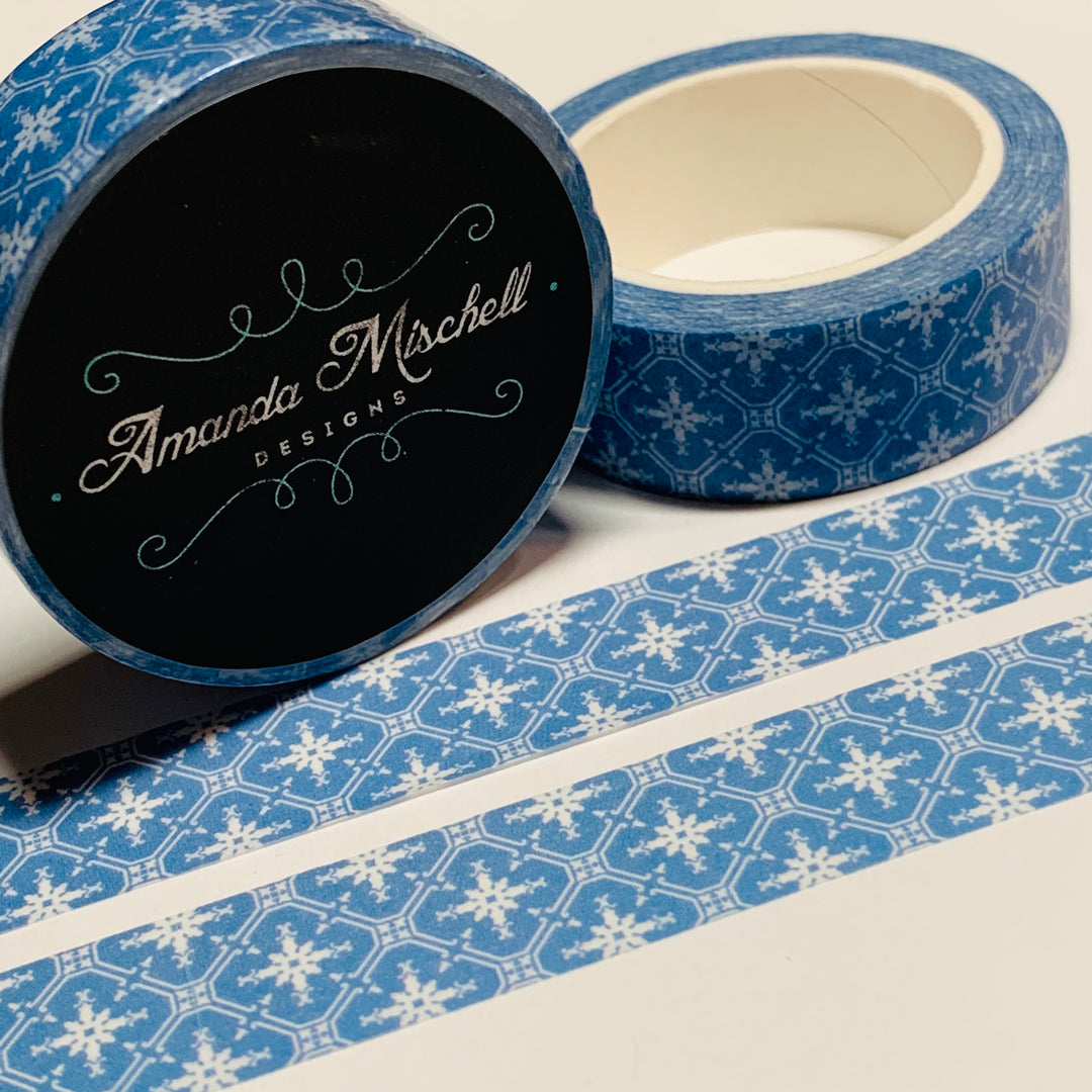 BLUE & WHITE MOROCCAN Tile Amanda Mischell Washi Tape ~ 1 Roll ~ 15mm x 10m (33 Feet)