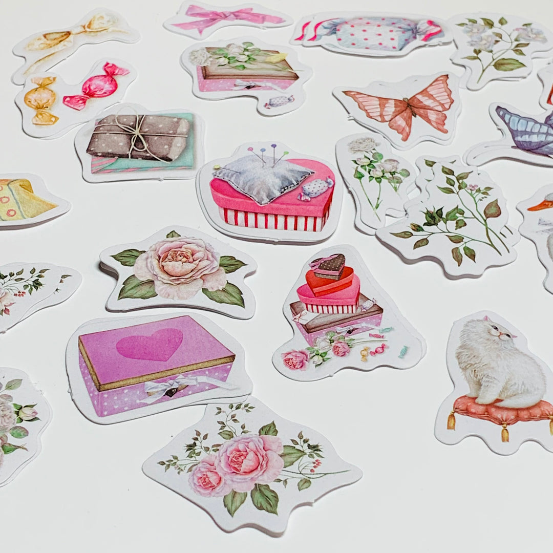 VIVIEN'S MANOR ROMANTIC Peelable Stickers  ~ 46 Pieces ~ 38mm Each