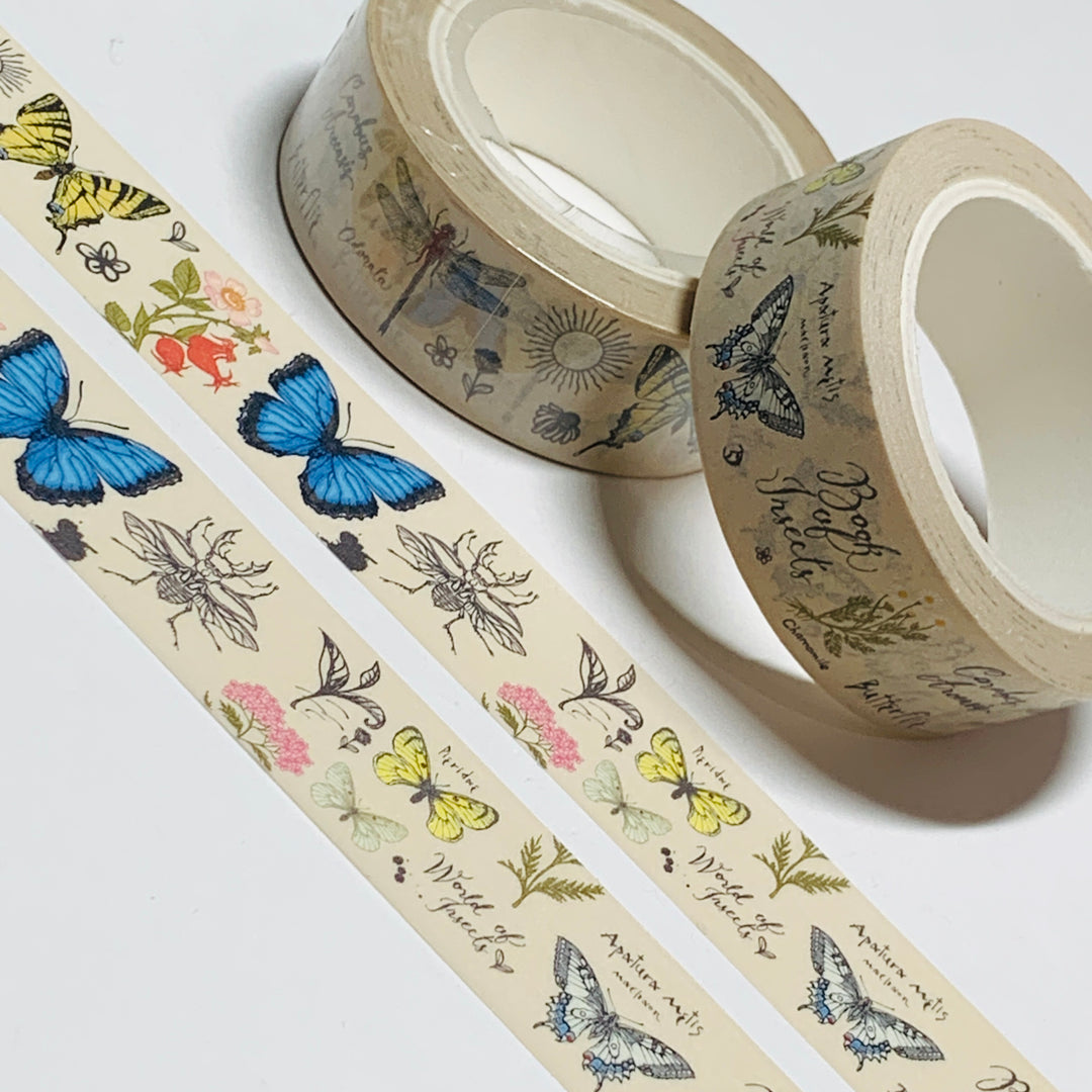 ILLUSTRATED BOOK Of INSECTS & Butterflies Washi Tape - 1 Roll - 15mm x 10m (33 Feet)