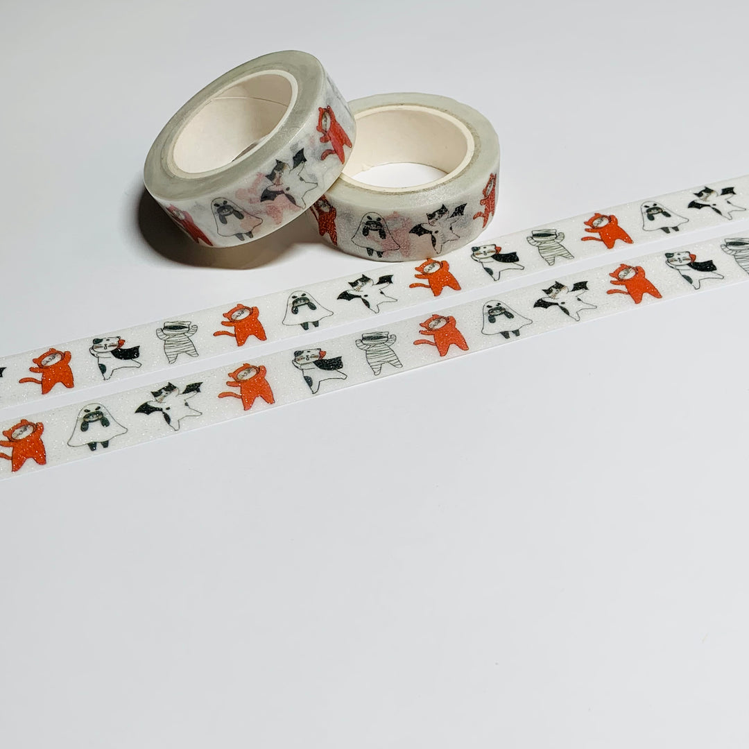 ADORABLE KITTENS PLAYING DRESS-UP Shimmer Washi Tape ~ 1 Roll ~ 15mm x 5m (16 Feet)