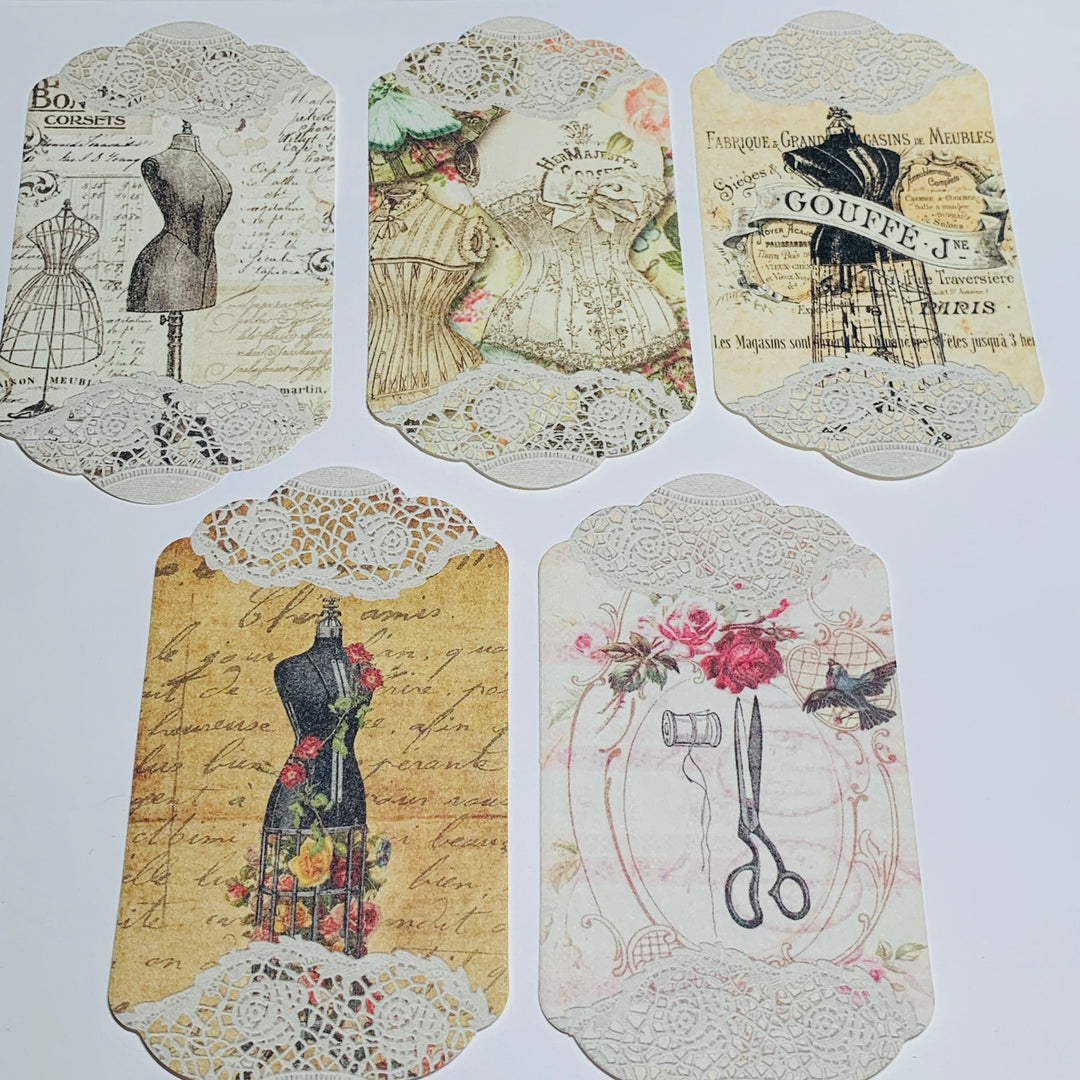 CORSETS BUSTIERS & FASHION DRESS FORMS Paper Lace Ephemera Pack ~ 45 Sheets ~ Size 2.5 x 4.25 Inches