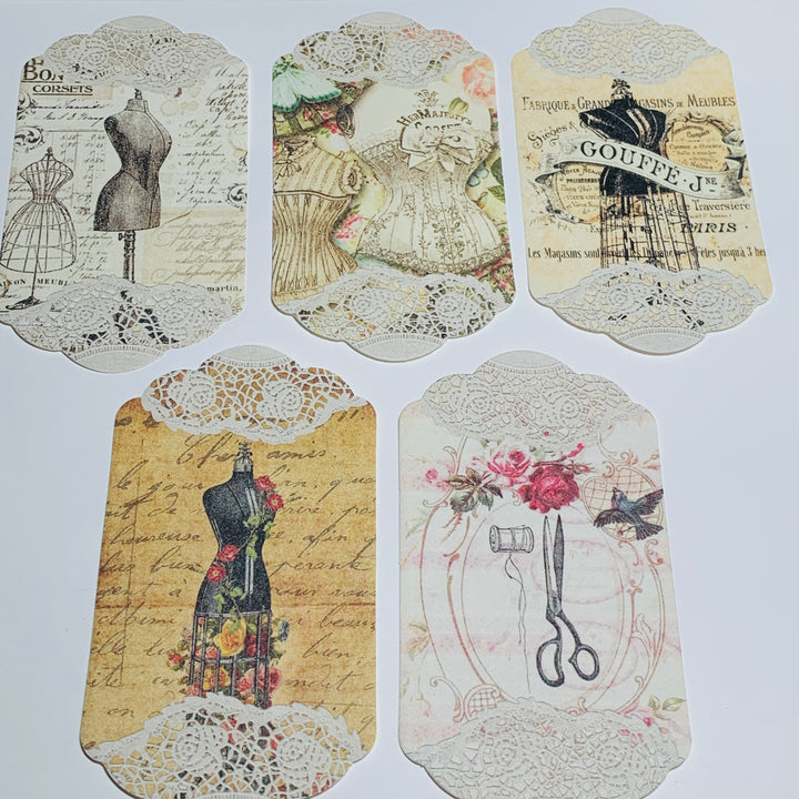 CORSETS BUSTIERS & FASHION DRESS FORMS Paper Lace Ephemera Pack ~ 45 Sheets ~ Size 2.5 x 4.25 Inches