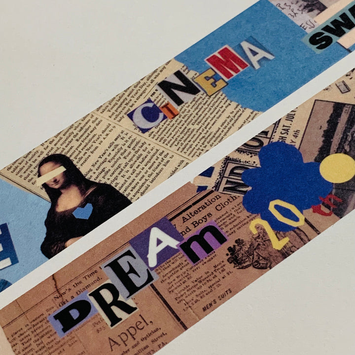 ARTISTIC DREAMS Mixed Media Collage Washi Tape ~ 1 Roll ~ 30mm x 3m (10 Feet)