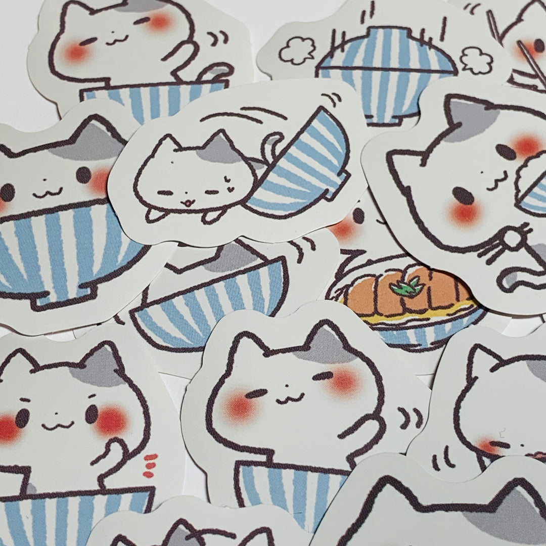 DIM SUM DUMPLING CATS Peelable Stickers ~ 45 Pieces ~ 40mm Each