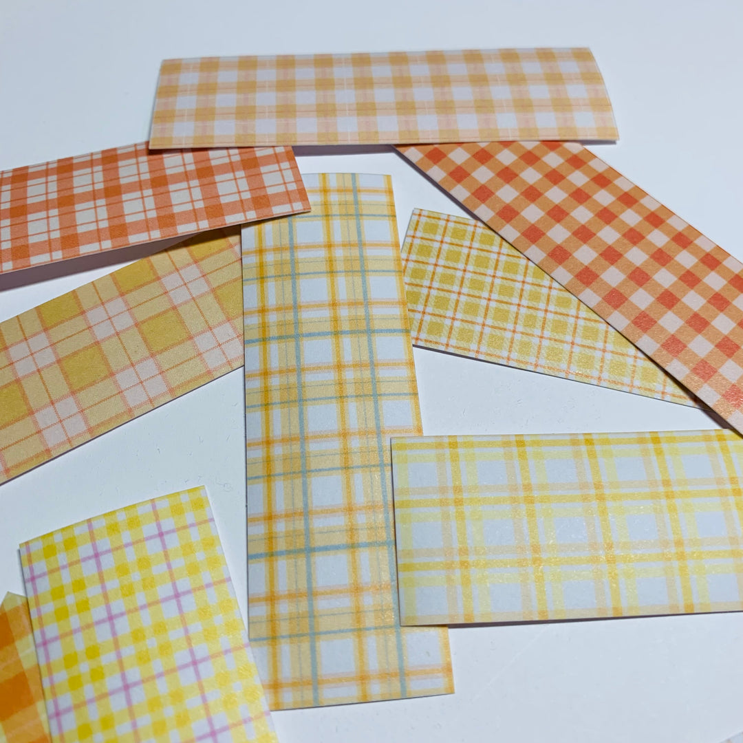 YELLOW SHADES Of PLAID Washi Tape Sticker Sheets ~ 50 Sticker Strips ~ 1 x 3 Inches