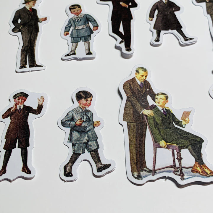 MAN ABOUT TOWN VINTAGE Clothing Men Peelable Stickers  ~ 40 Pieces ~ Each Sticker is 60mm x 80mm