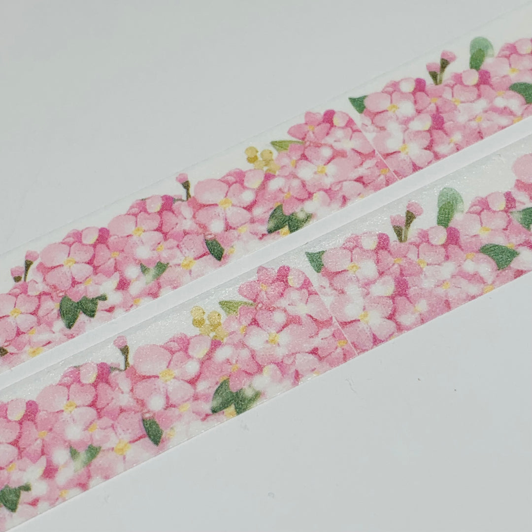 PINK HYDRANGEAS FLORAL Border Washi Tape ~ 1 Roll ~ 15mm x 10m (33 Feet)