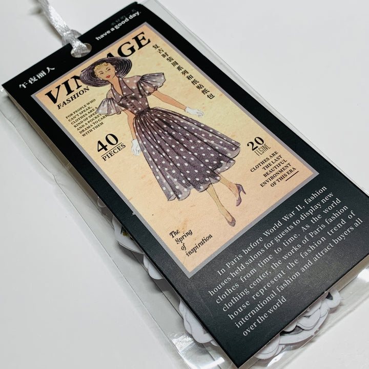 LITTLE BLACK VINTAGE DRESS Girls Peelable Stickers  ~ 40 Pieces ~ Each Sticker is 60mm x 80mm