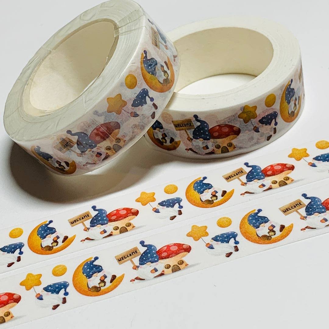 OVER The MOON GOODNIGHT GNOMES Washi Tape ~ 1 Roll ~ 15mm x 10m (33 Feet)