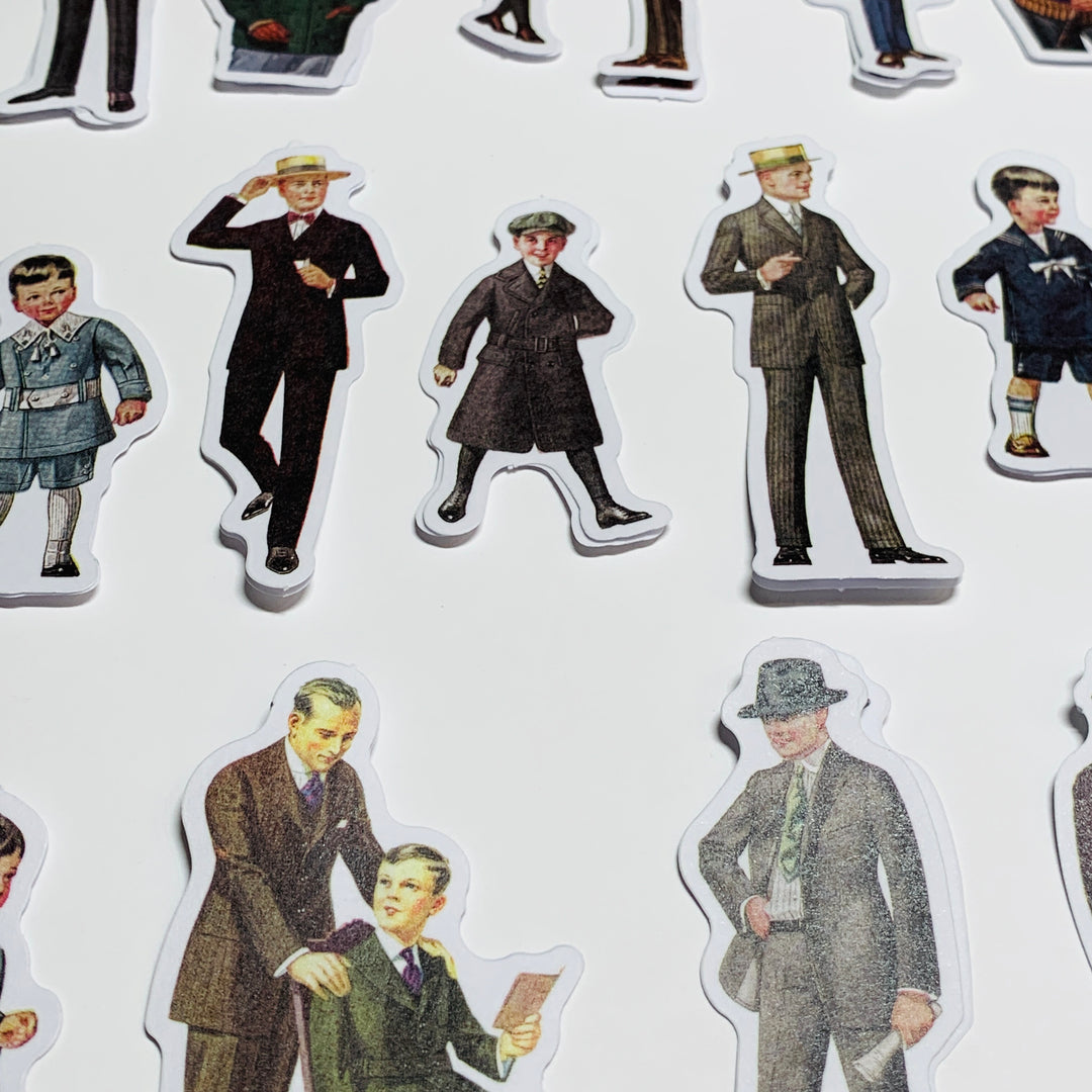 MAN ABOUT TOWN VINTAGE Clothing Men Peelable Stickers  ~ 40 Pieces ~ Each Sticker is 60mm x 80mm