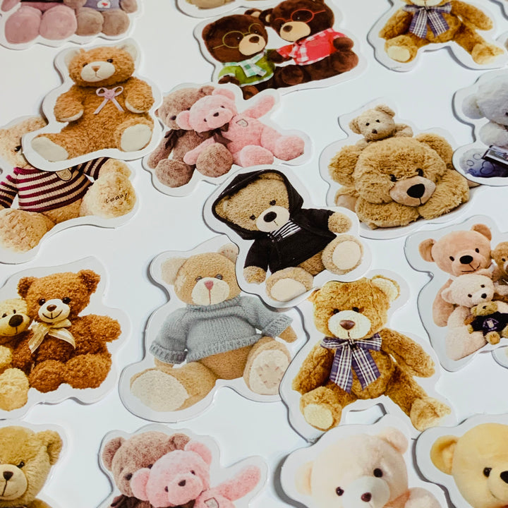 STUFFED TEDDY BEARS Peelable Stickers  ~ 46 Pieces ~ Each Sticker is Approximately 38mm