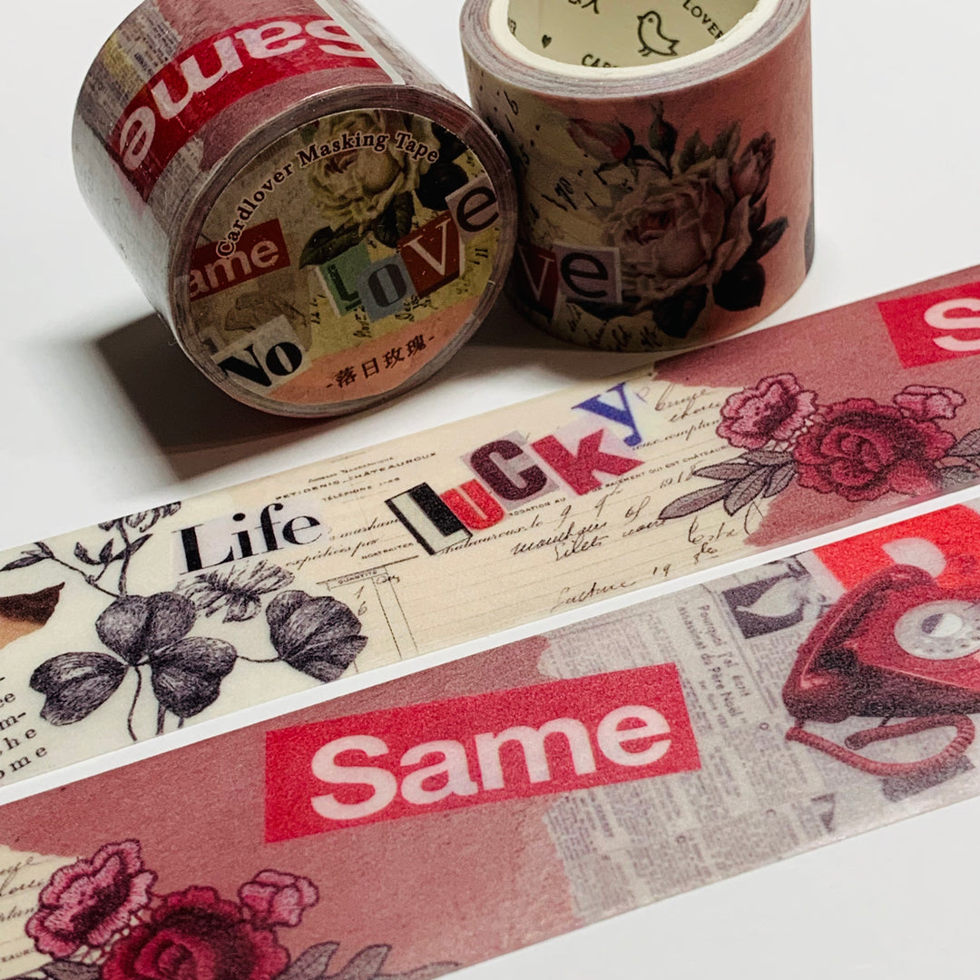 RETRO SAME LOVE Mixed Media Collage Washi Tape ~ 1 Roll ~ 30mm x 3m (10 Feet)