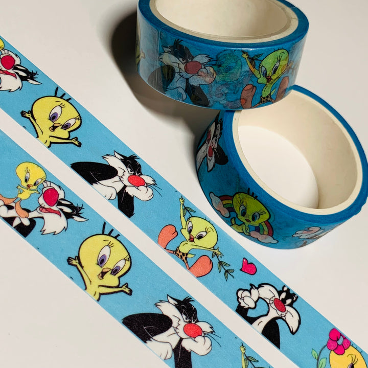 CRAZY CAT & BIRD COMPETITION CARTOON Washi Tape ~ 1 Roll ~ 15mm x 5m (16 Feet)