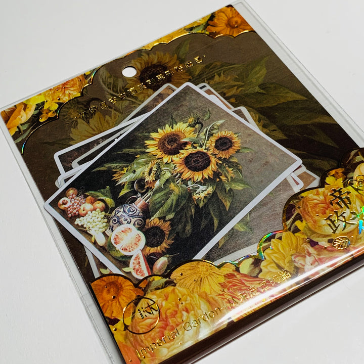 YELLOW SUNFLOWERS IMPERIAL Garden Floral Sticker Flakes Stickers ~ 40 Stickers ~ 1 to 3 Inches Each