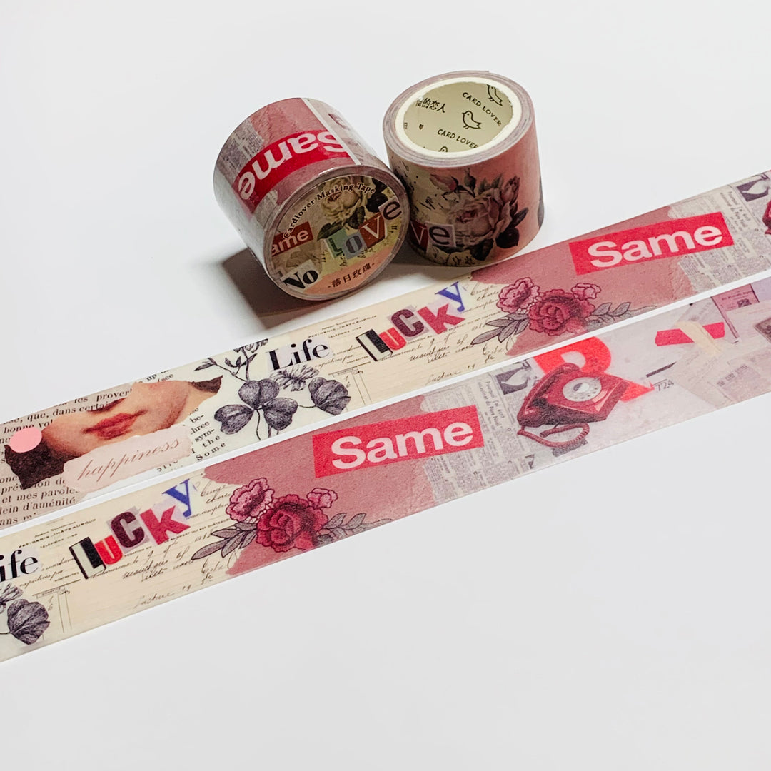 RETRO SAME LOVE Mixed Media Collage Washi Tape ~ 1 Roll ~ 30mm x 3m (10 Feet)