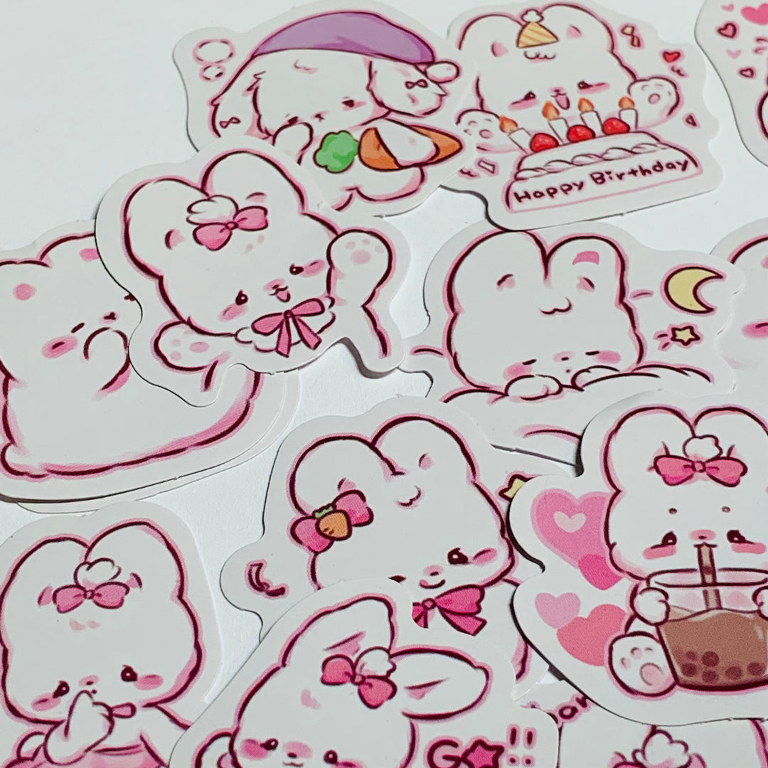 BUNNY RABBIT EMOTIONAL LIFE Stickers ~ 45 Pieces ~ Approximately 40mm Each