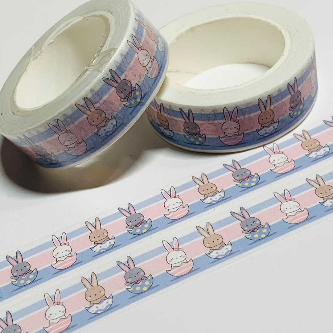 PREPPY BUNNIES In A HALF SHELL Washi Tape - 1 Roll - 15mm x 10m (33 Feet)