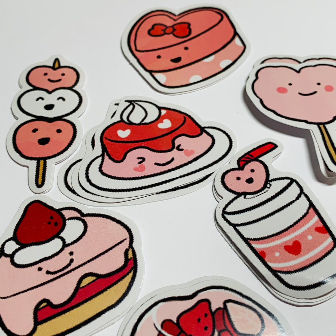 STRAWBERRY JELLY ROLL & OTHER DESSERTS Peelable Stickers  ~ 45 Pieces ~ Approximately 38mm