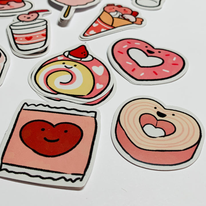 STRAWBERRY JELLY ROLL & OTHER DESSERTS Peelable Stickers  ~ 45 Pieces ~ Approximately 38mm