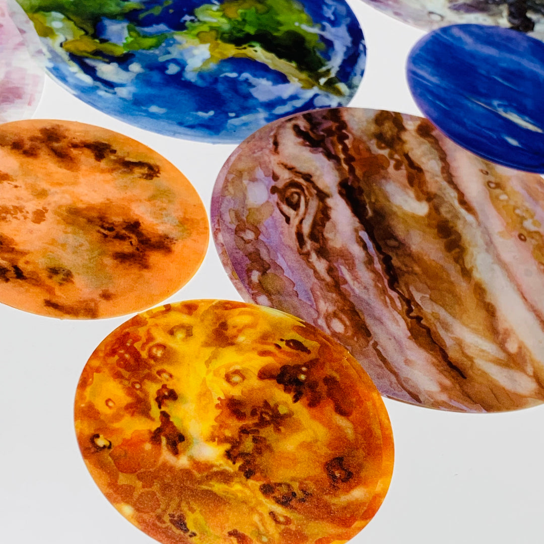 EARTHLY SURFACE VIEWS ROMANTIC Planet Transparent Stickers Pack ~ 20 Pieces ~ 50mm to 80mm