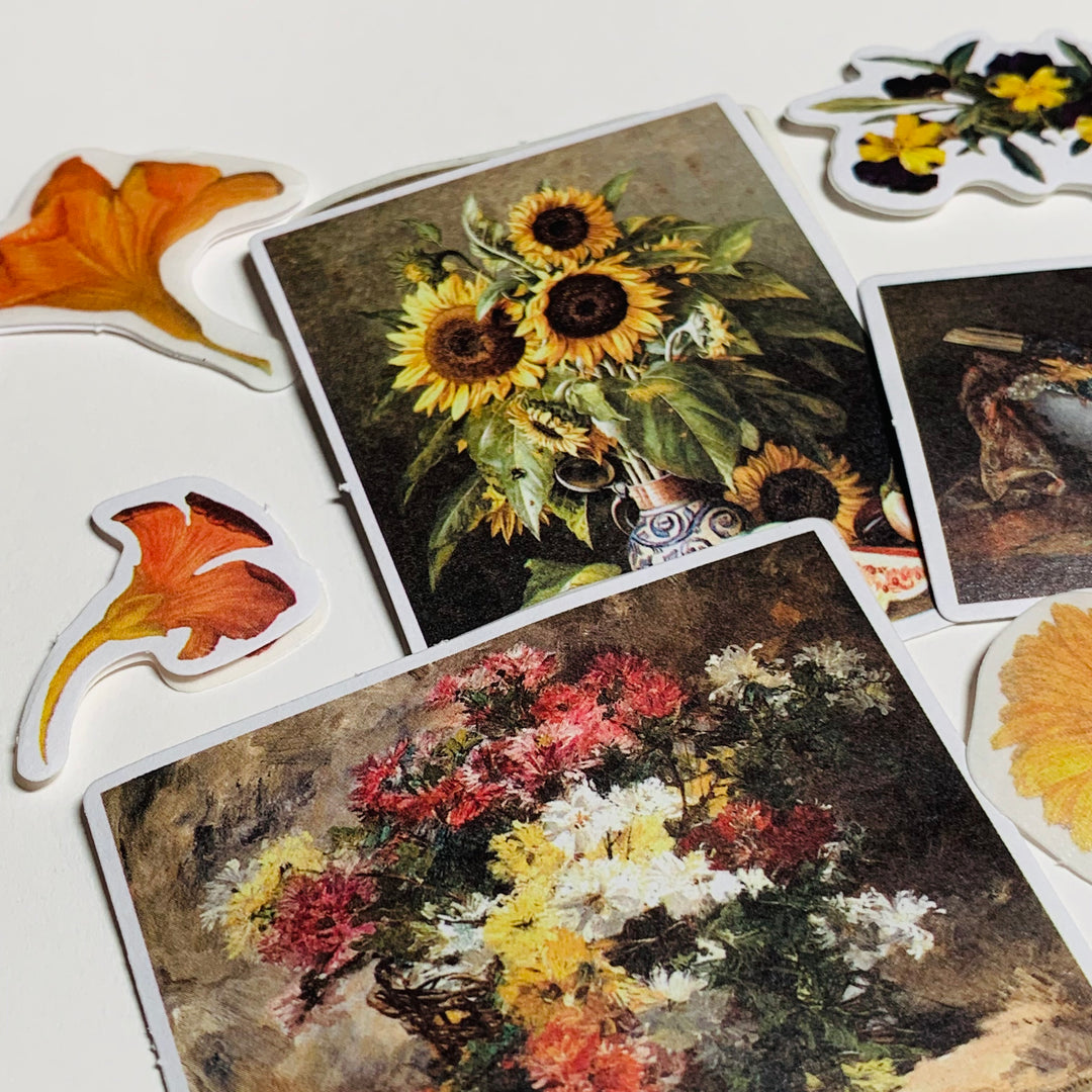 YELLOW SUNFLOWERS IMPERIAL Garden Floral Sticker Flakes Stickers ~ 40 Stickers ~ 1 to 3 Inches Each