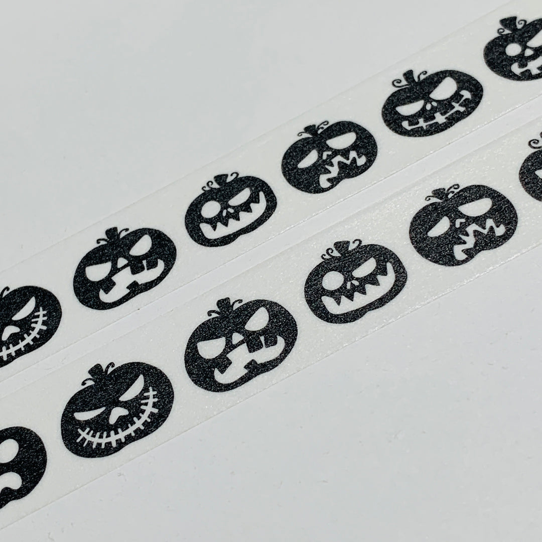 GRIMACING BLACK & WHITE Jack-O-Lanterns Halloween Washi Tape ~ 1 Roll ~ 15mm x 10m (33 Feet)