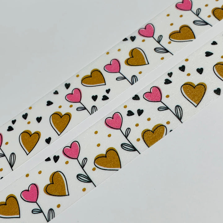 FLOWER HEART GARDEN VALENTINE Washi Tape ~ 1 Roll ~ 15mm x 10m (33 Feet)