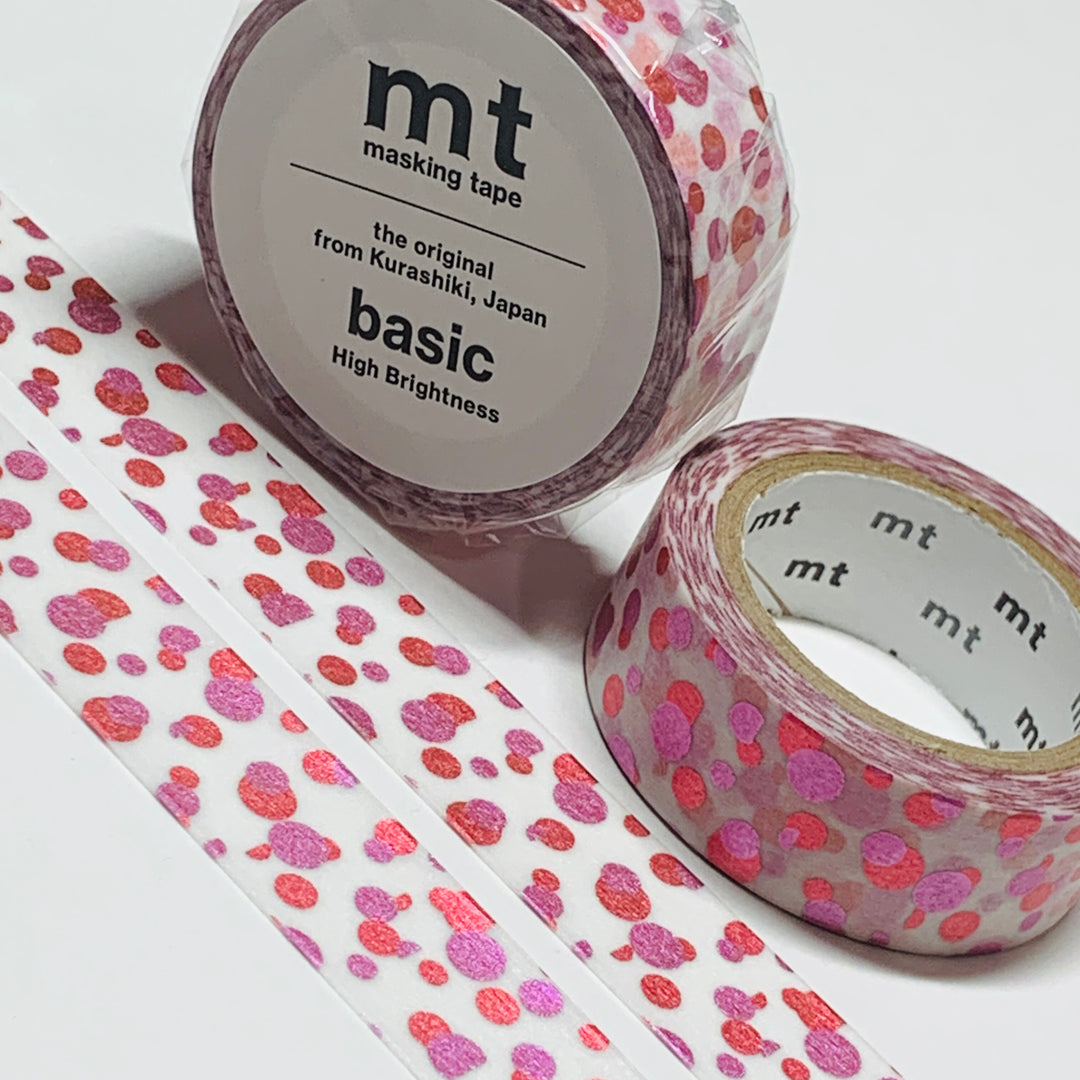 SCATTERED DOT METALLIC PINK FOIL MT Washi Tape - 1 Roll - 15mm x 7m (23 Feet)