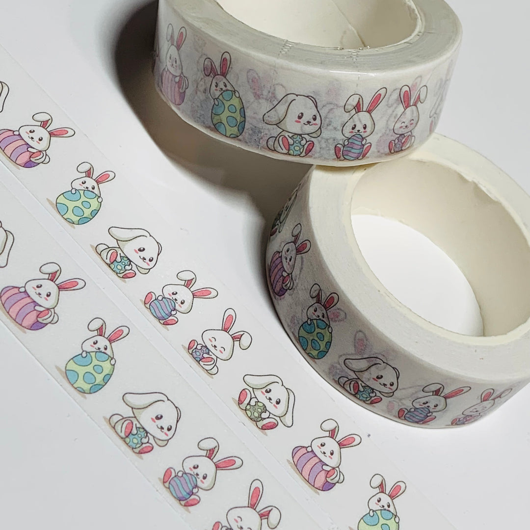 BUNNIES PLAYING With EASTER EGGS Washi Tape - 1 Roll - 15mm x 10m (33 Feet)