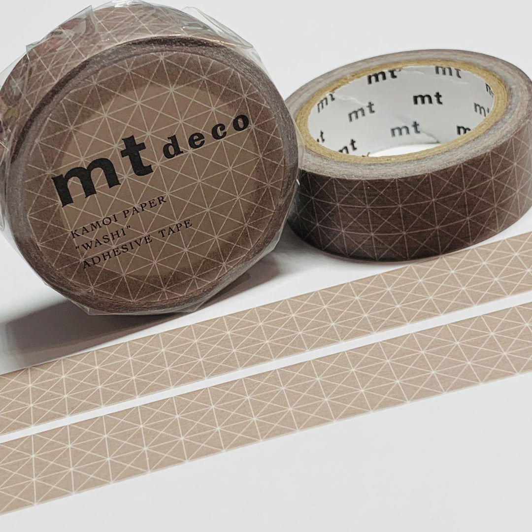 TAUPE DIAGONAL GRID For Mt Washi Tape - 1 Roll - 15mm x 7m (23 Feet)