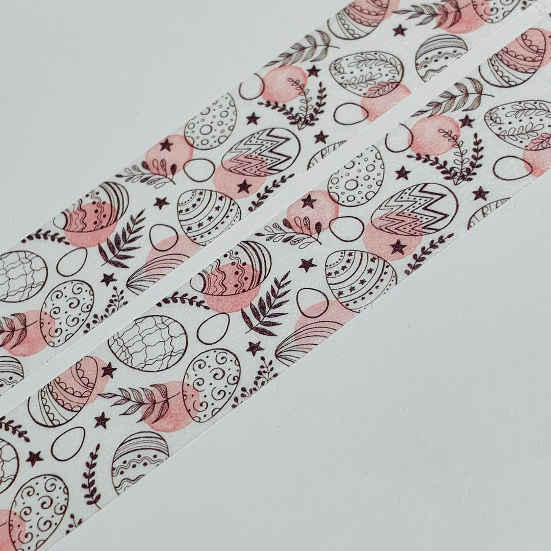 SKETCHED EASTER EGGS OVERLAY Washi Tape - 1 Roll - 15mm x 10m (33 Feet)