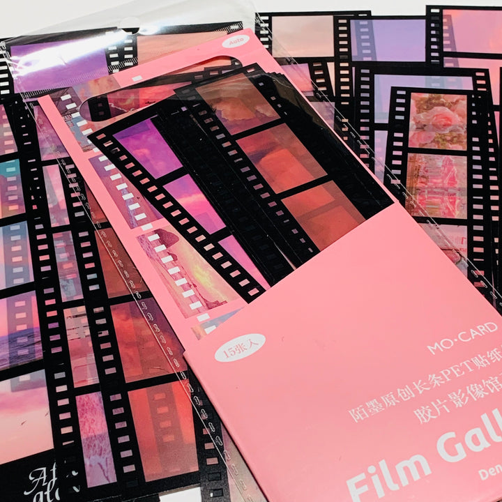 DENSE The ROMANTIC PINKS 35mm Negatives Film Gallery Transparent Stickers  ~ 15 Strips