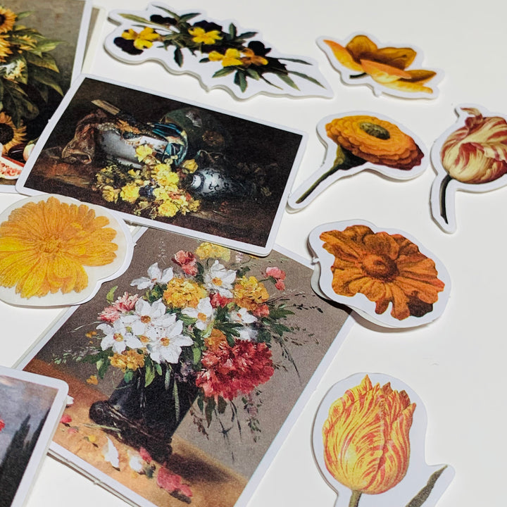 YELLOW SUNFLOWERS IMPERIAL Garden Floral Sticker Flakes Stickers ~ 40 Stickers ~ 1 to 3 Inches Each