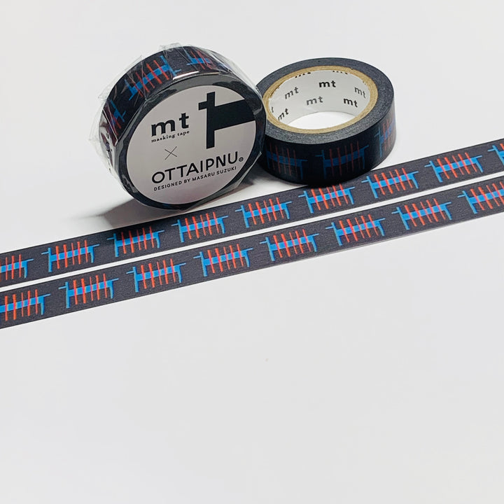 STRIPED ABSTRACT DOG OTTAIPNU Designed By Masaru Suzuki For Mt Washi Tape - 1 Roll - 15mm x 7m (23 Feet)