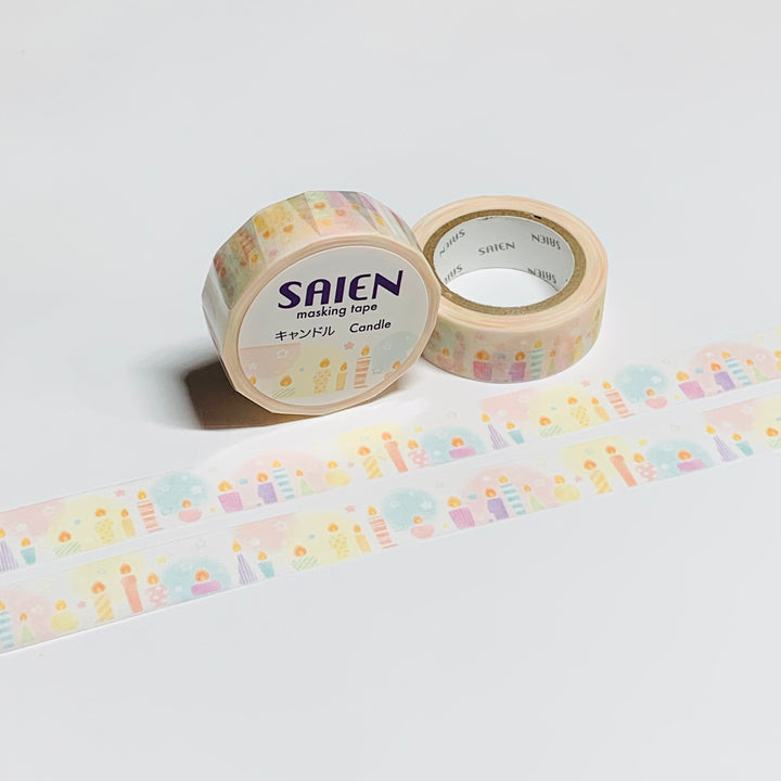 BIRTHDAY CANDLES LINE-UP Saien Masking Washi Tape ~ 1 Roll ~ 15mm x 10m (33 Feet)