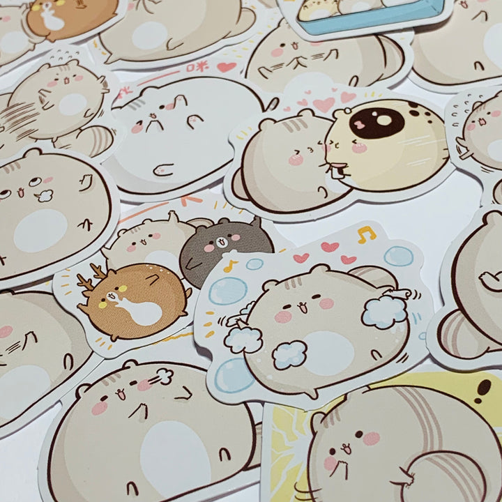 PLUMP MICE STUFFED Like Sardines Peelable Stickers ~ 45 Pieces ~ 40mm Each