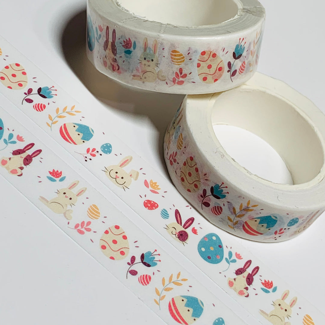 HOMESPUN EASTER BUNNIES & EGGS Washi Tape - 1 Roll - 15mm x 10m (33 Feet)