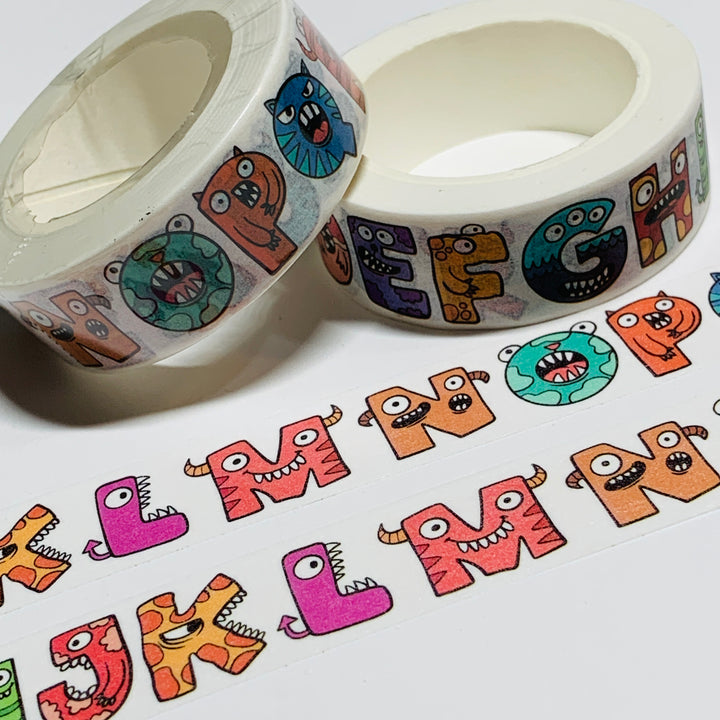 HIDDEN ALPHABET MONSTERS Halloween Washi Tape ~ 1 Roll ~ 15mm x 10m (33 Feet)