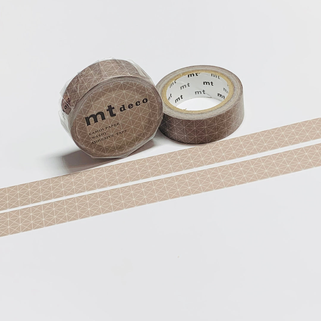 TAUPE DIAGONAL GRID For Mt Washi Tape - 1 Roll - 15mm x 7m (23 Feet)