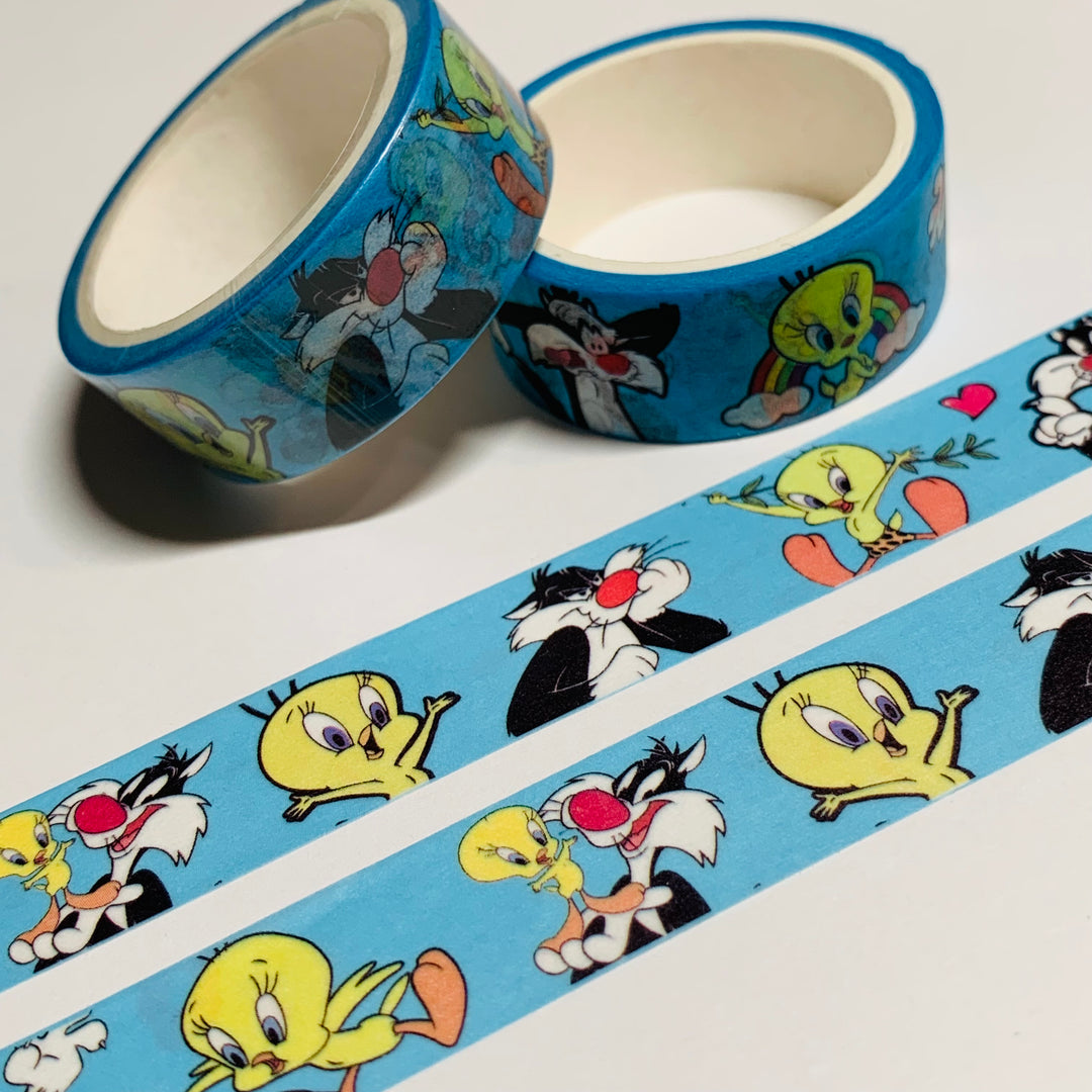 CRAZY CAT & BIRD COMPETITION CARTOON Washi Tape ~ 1 Roll ~ 15mm x 5m (16 Feet)