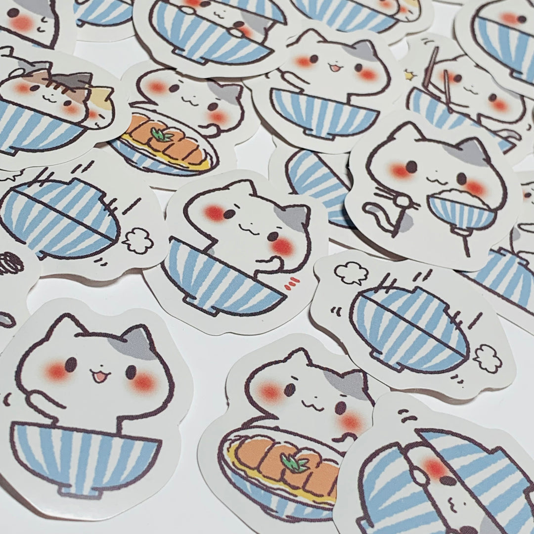 DIM SUM DUMPLING CATS Peelable Stickers ~ 45 Pieces ~ 40mm Each