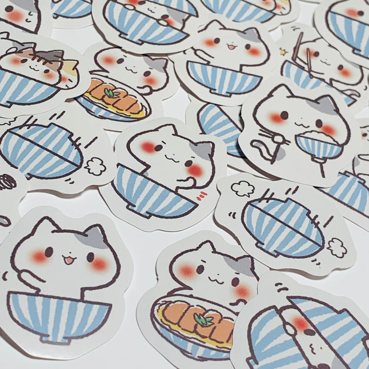 DIM SUM DUMPLING CATS Peelable Stickers ~ 45 Pieces ~ 40mm Each